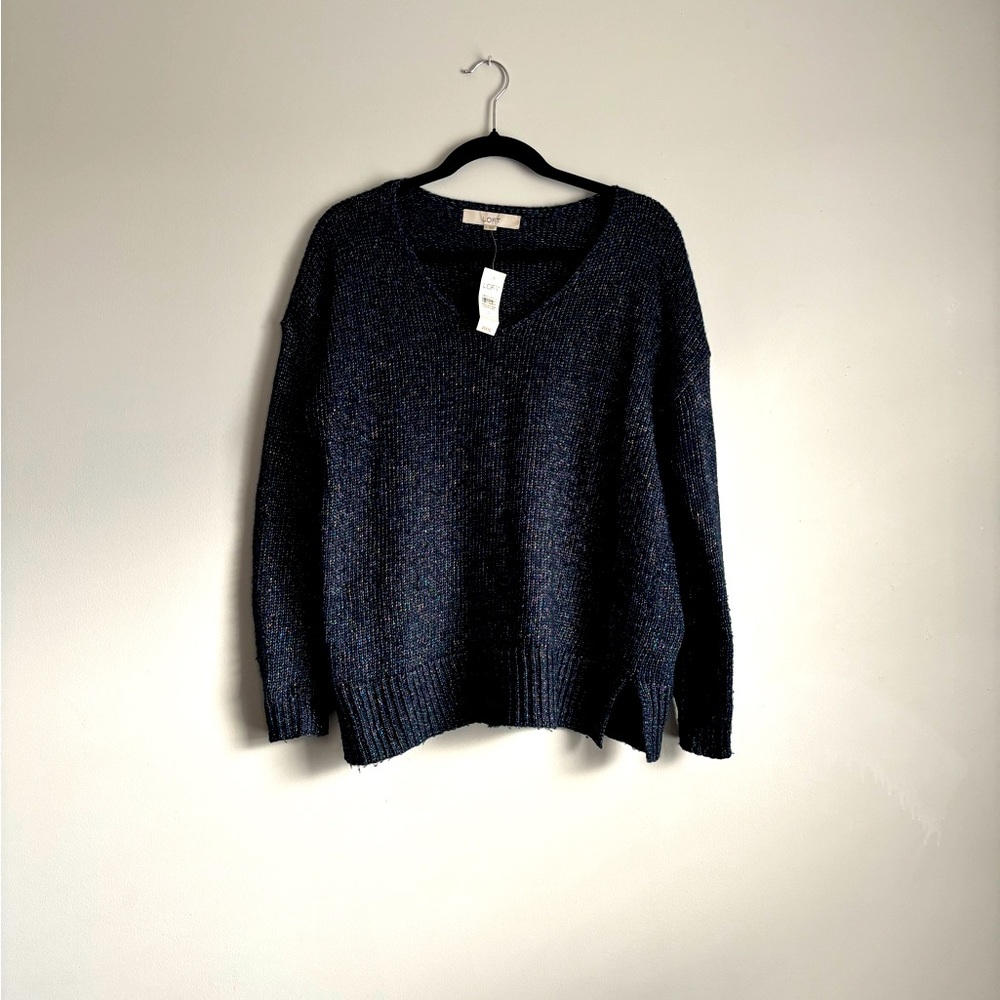 NWT- Loft Women’s Navy Iridescent Sweater Tunic- Size Small